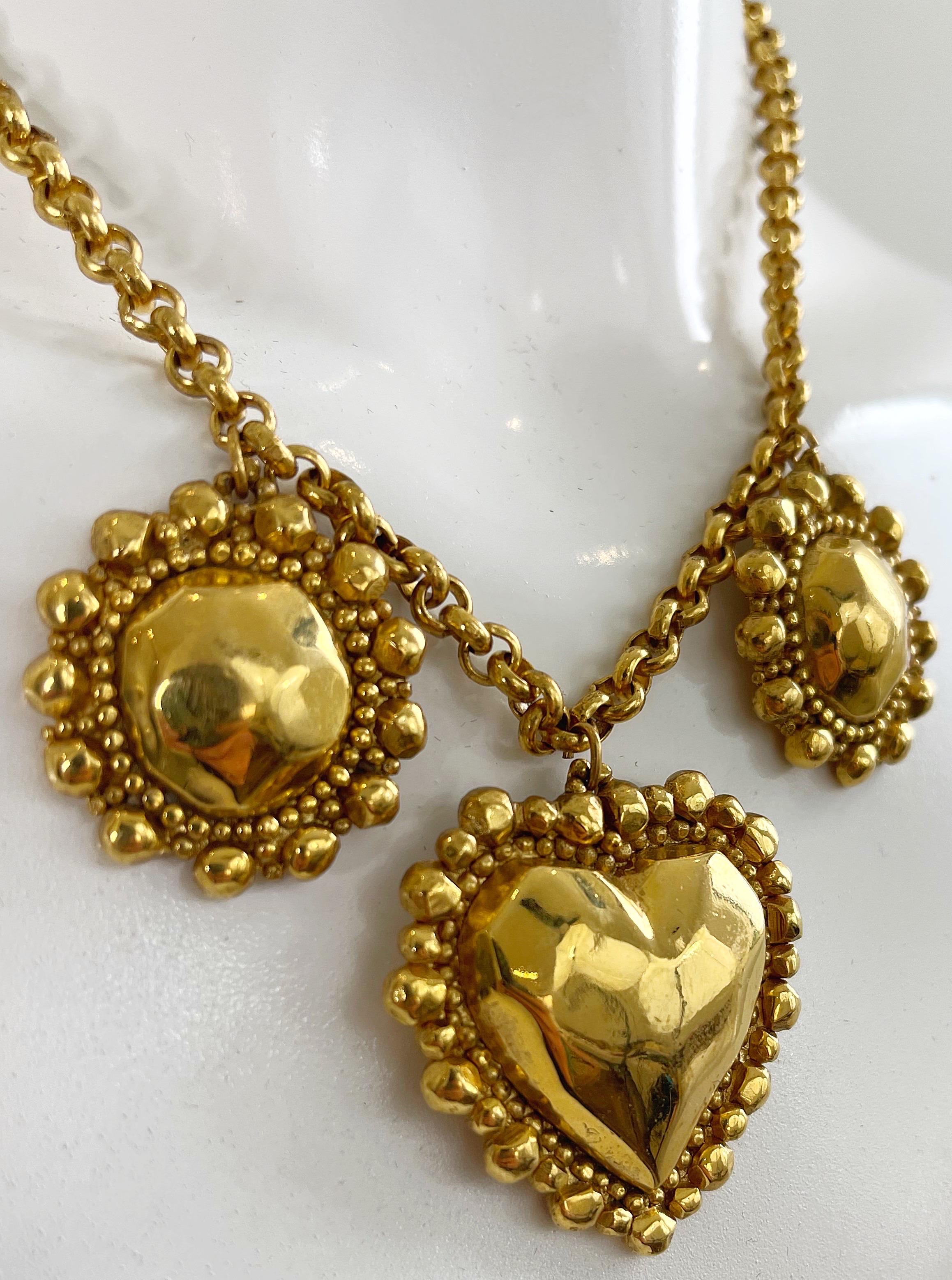 1990s Emanuel Ungaro Heart Shape Gold Plated Vintage 90s Necklace  5
