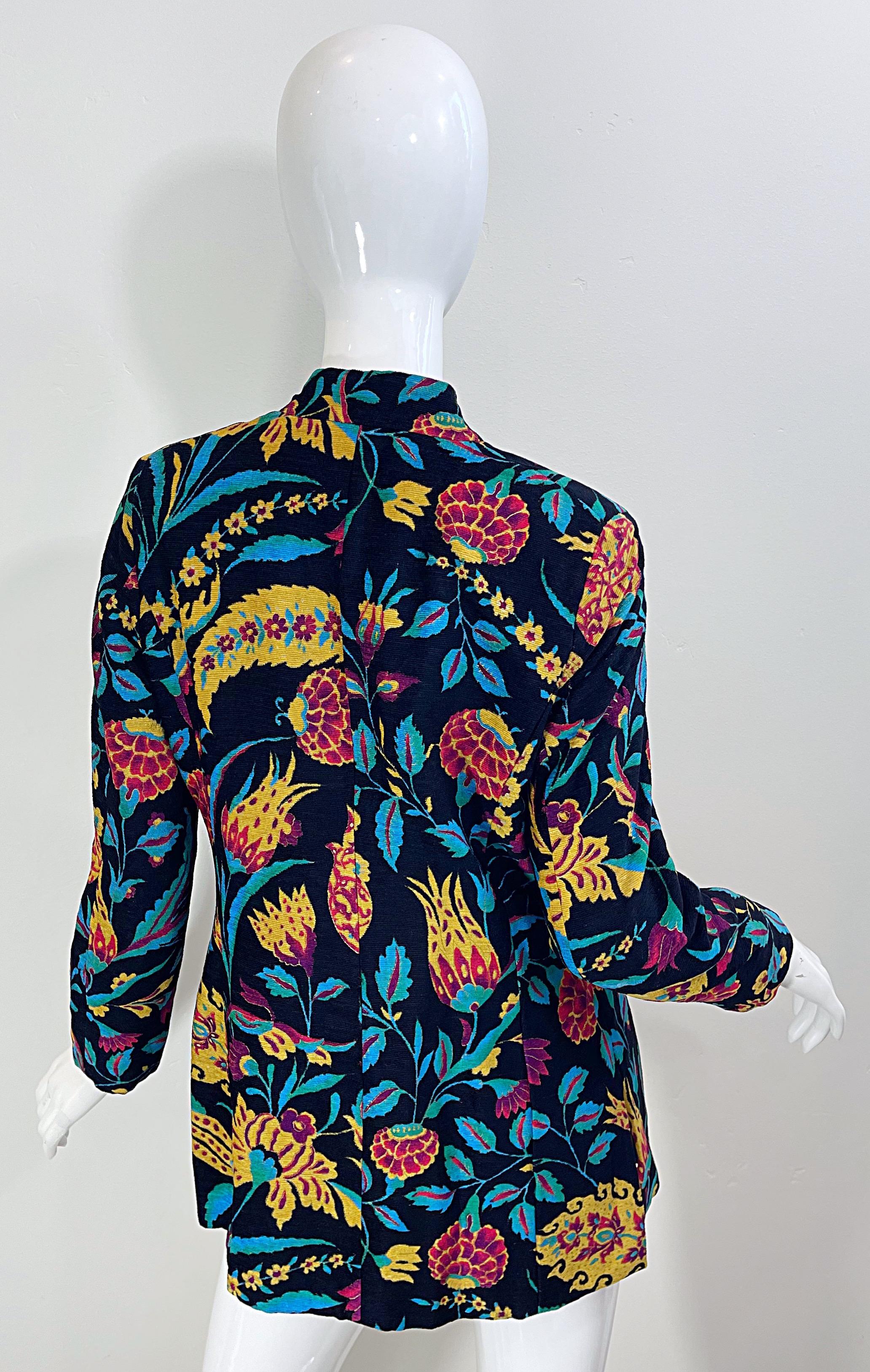 Women's 1990s Emanuel Ungaro / Paola Quadretti Size 44 / 8 - 10 Chenille Asian Jacket For Sale