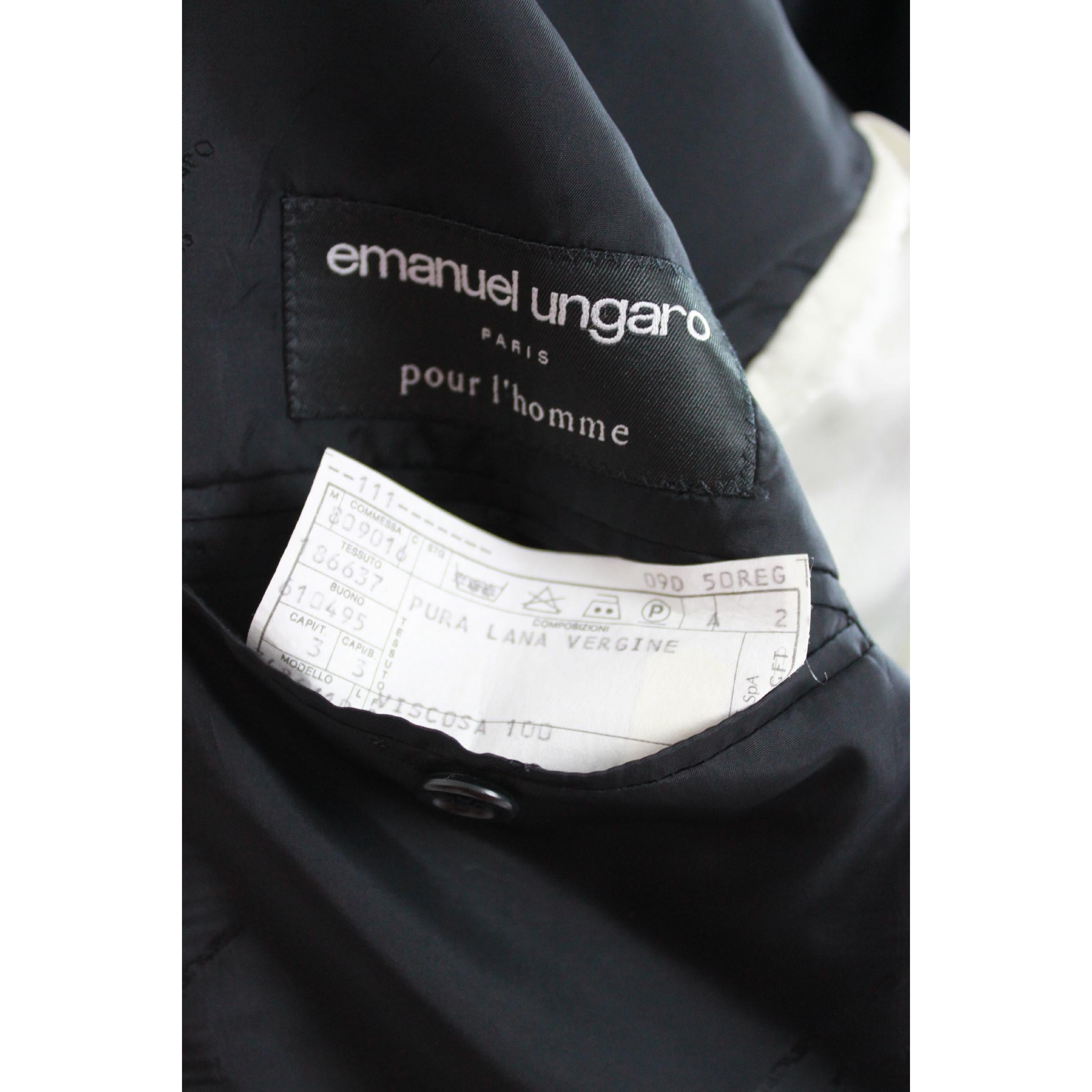 1990s Emanuel Ungaro Paris Black Classic Elegant Jacket Four Buttons New For Sale 3