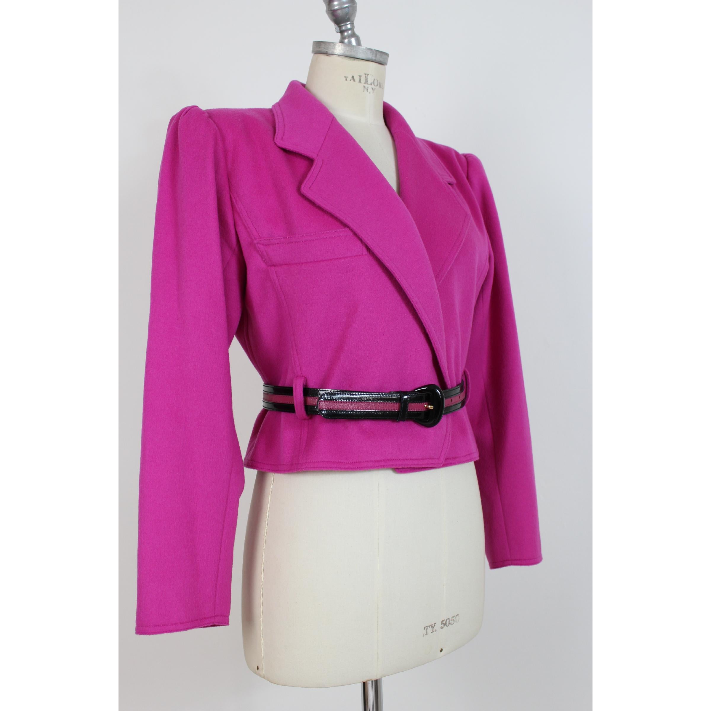 1990s Emanuel Ungaro Pink Double Breatsed Cashmere Wool Jacket  1