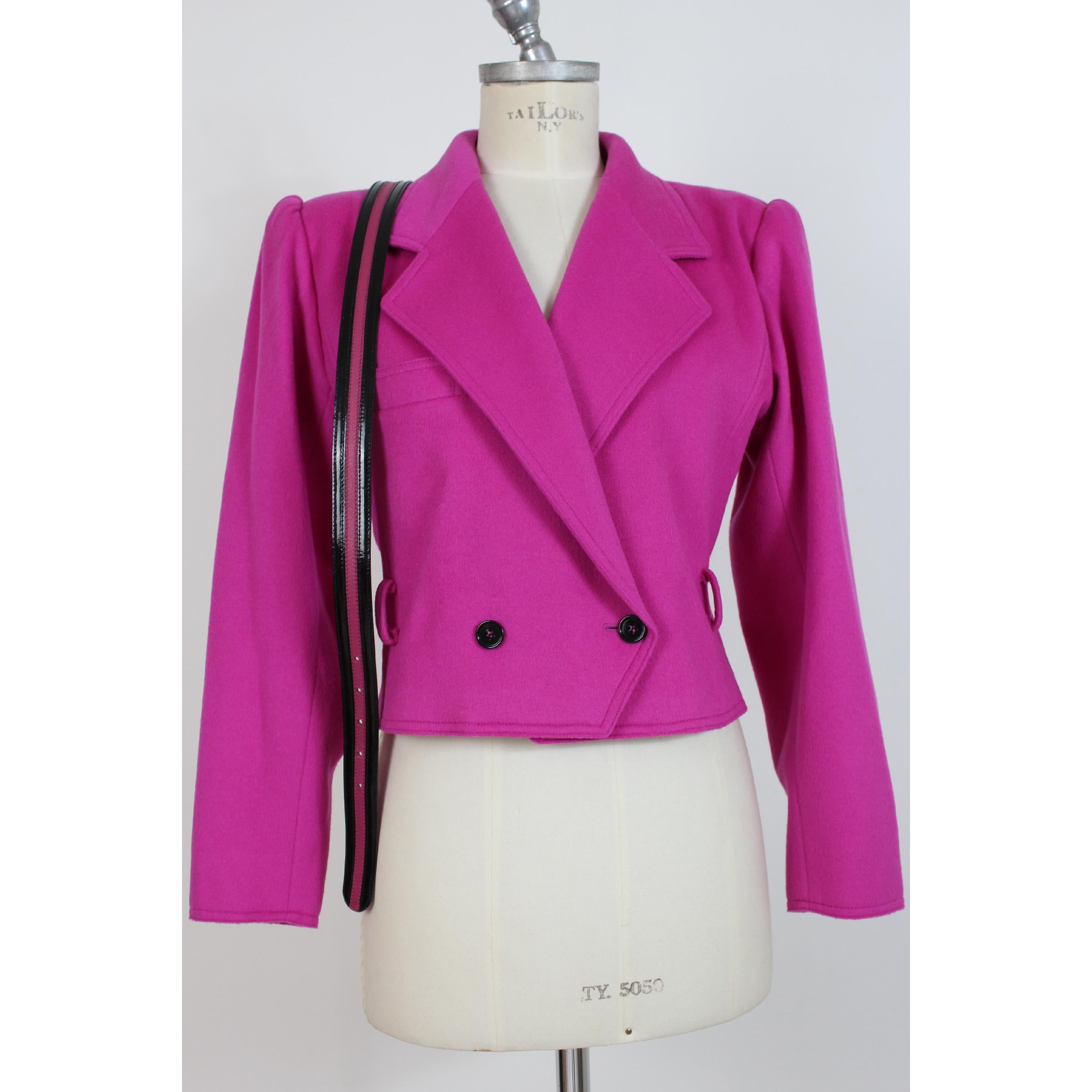 1990s Emanuel Ungaro Pink Double Breatsed Cashmere Wool Jacket  2