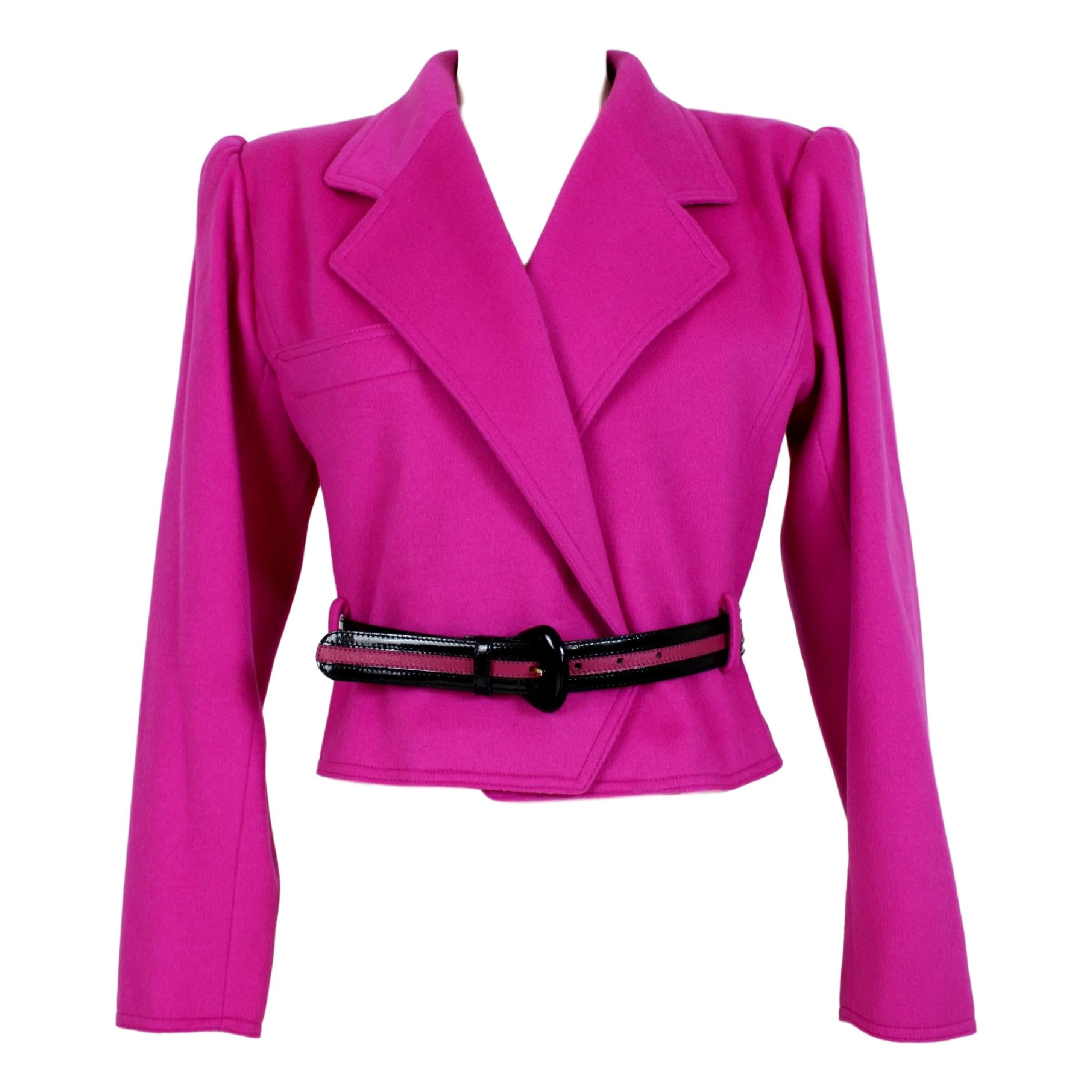 1990s Emanuel Ungaro Pink Double Breatsed Cashmere Wool Jacket 