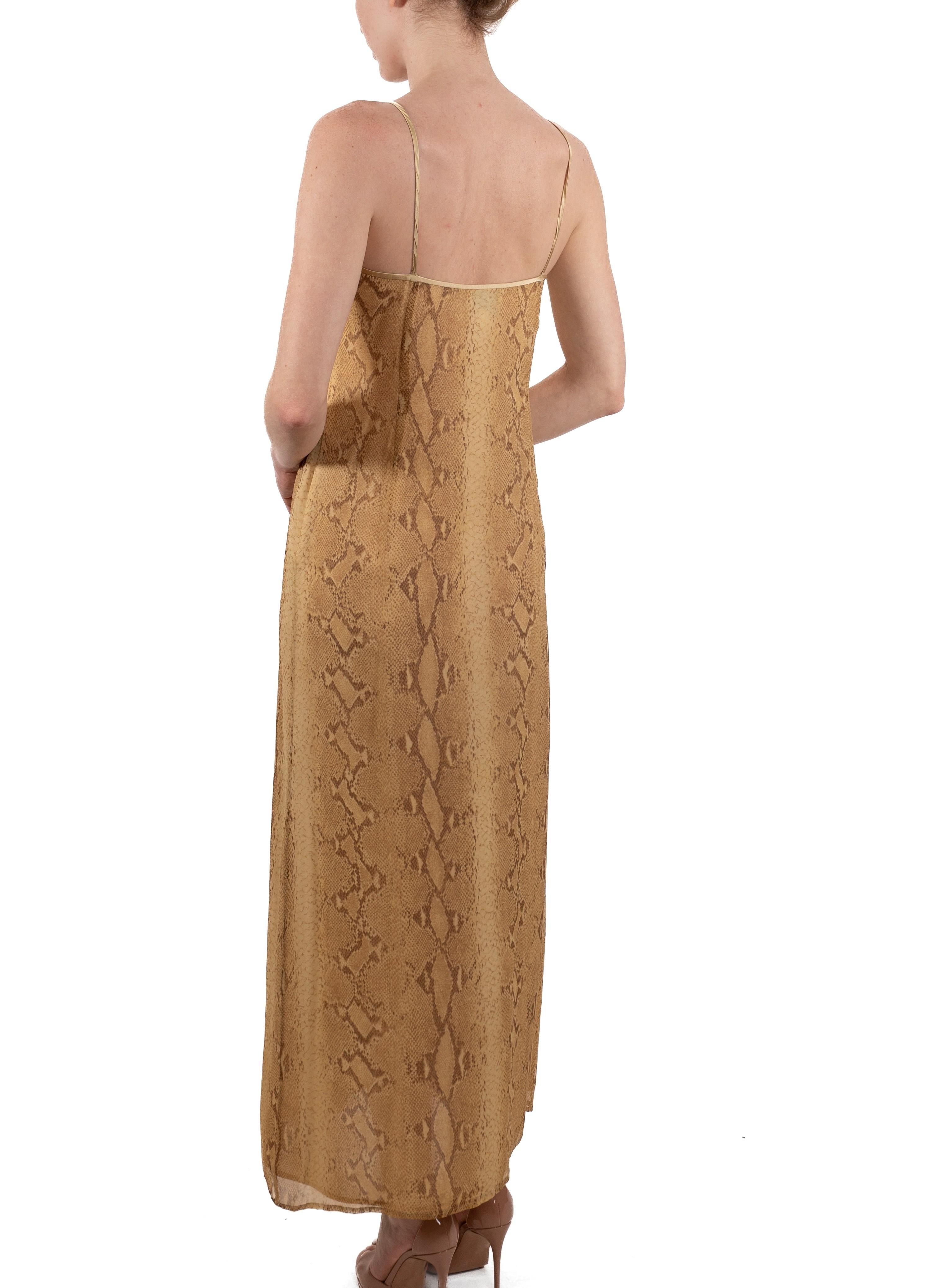 1990S Emanuel Ungaro Snake Print Rayon & Silk Chiffon Dress For Sale 1