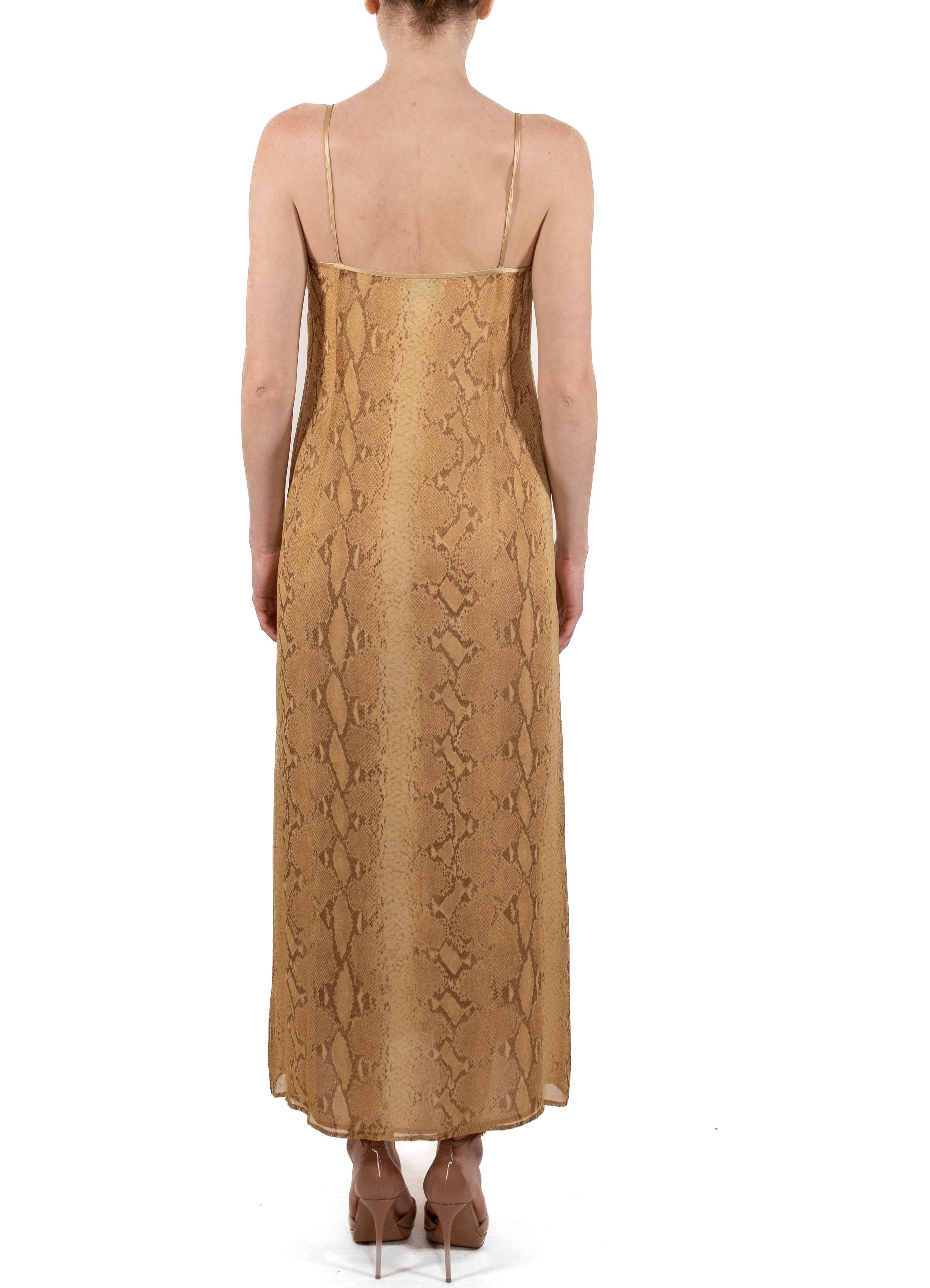 1990S Emanuel Ungaro Snake Print Rayon & Silk Chiffon Dress For Sale 2