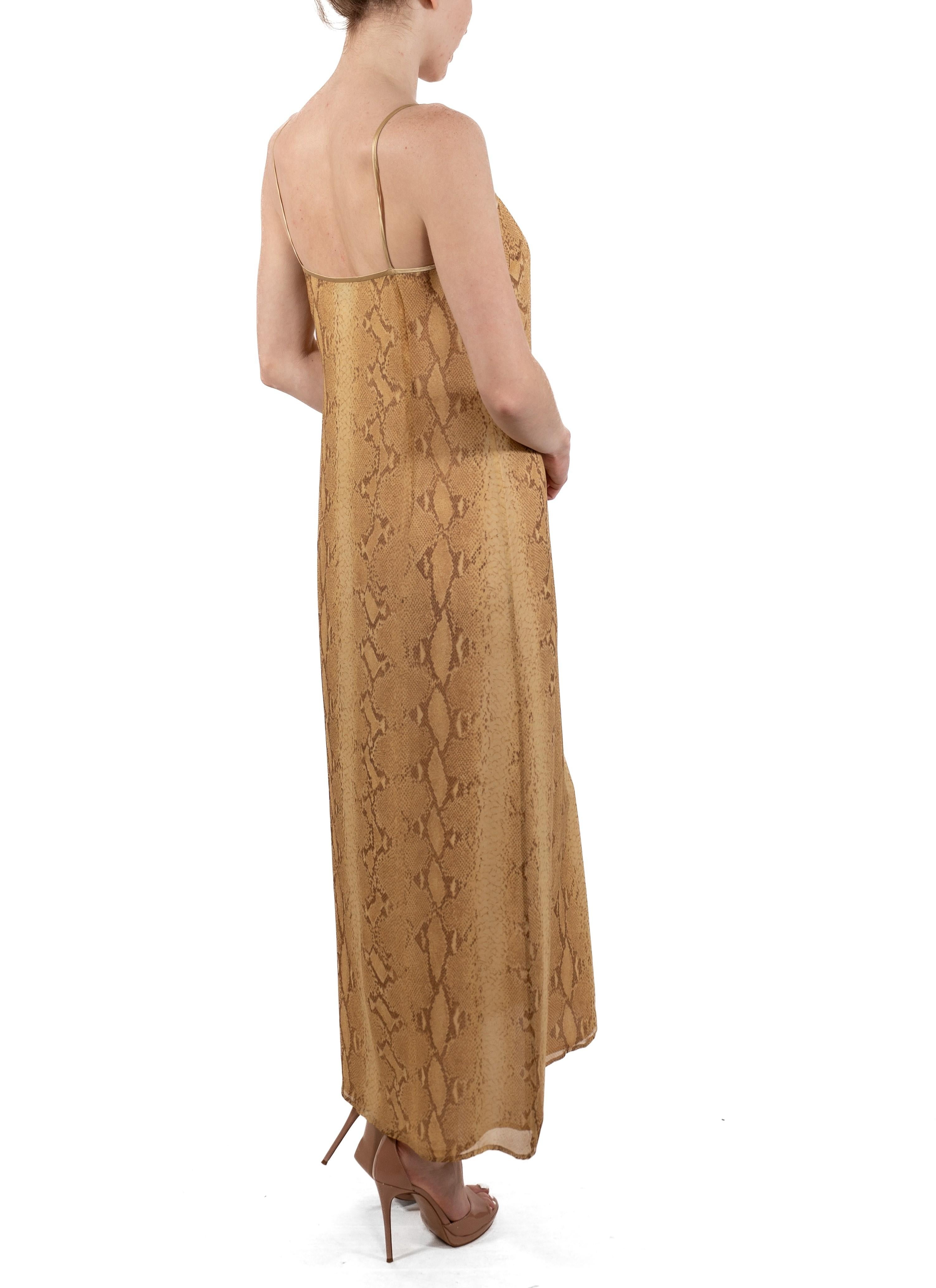 1990S Emanuel Ungaro Snake Print Rayon & Silk Chiffon Dress For Sale 3