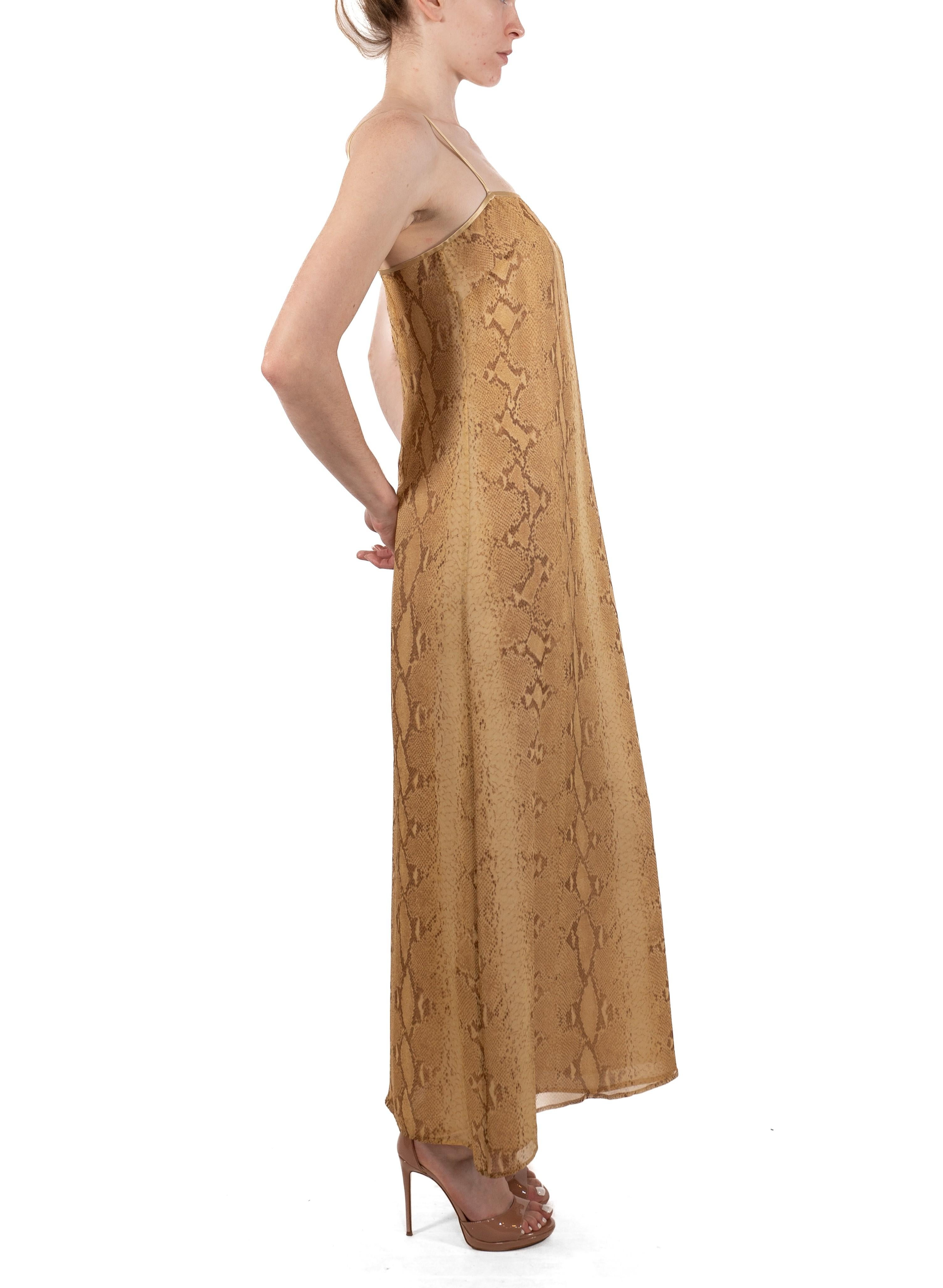 1990S Emanuel Ungaro Snake Print Rayon & Silk Chiffon Dress For Sale 4
