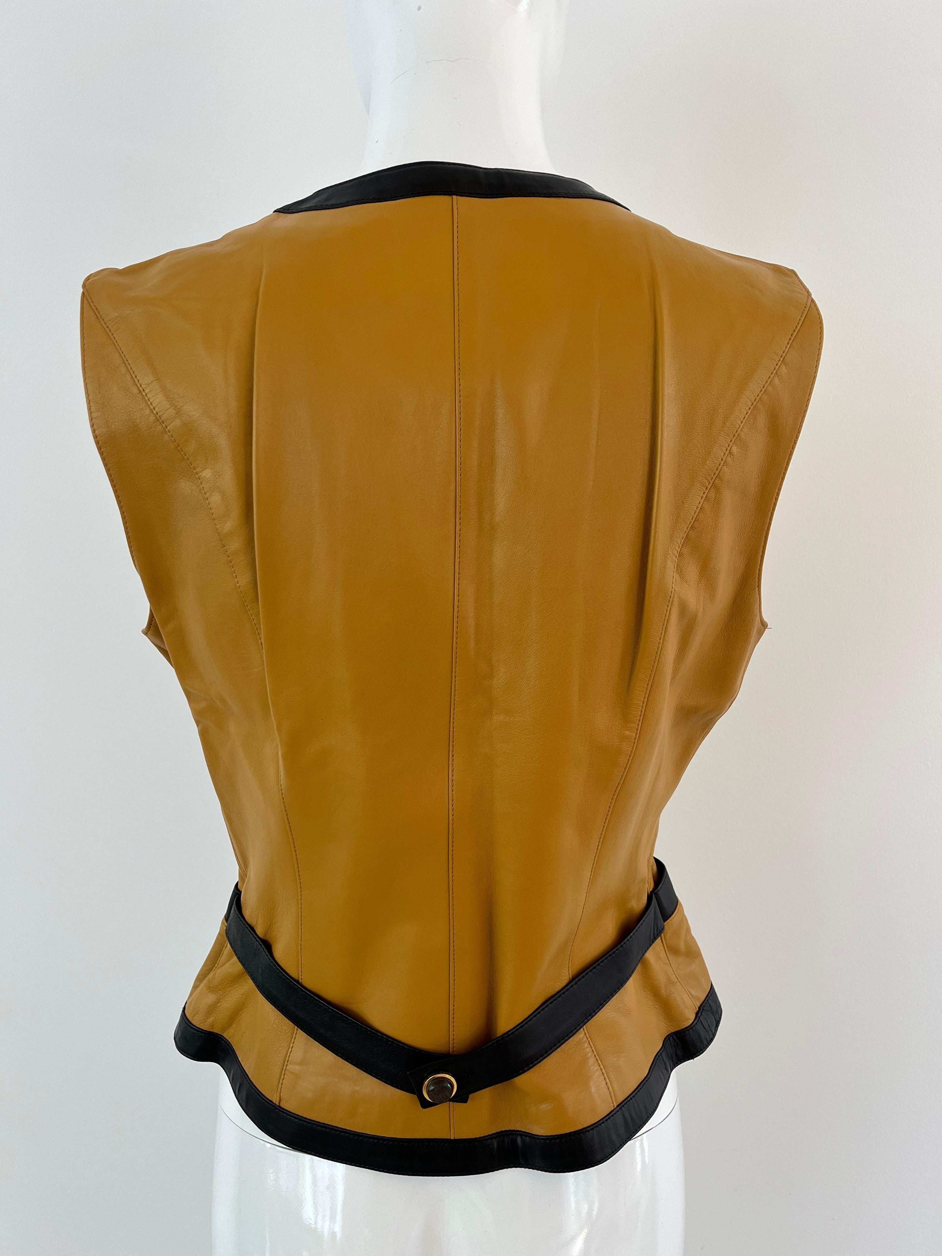 1990s Emanuel Ungaro Vintage Leather Vest In Good Condition In Miami, FL