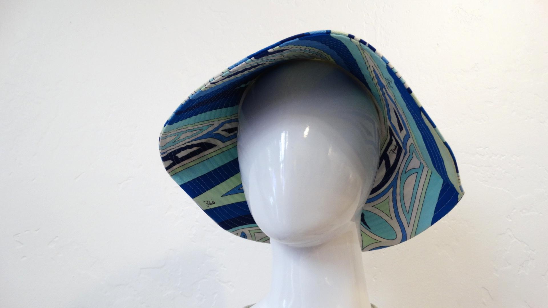 Gray 1990s Emilio Pucci Abstract Motif Cotton Bucket Hat 