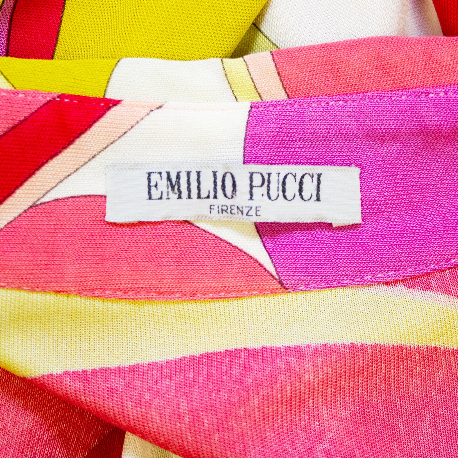 1990s Emilio Pucci Abstract Printed Pink and Yellow Tunic For Sale 2