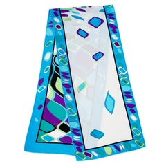 1990s Emilio Pucci Distorted Geometric Printed Narrow Silk Scarf