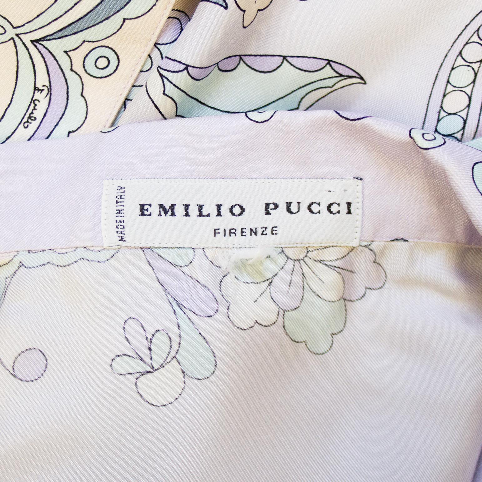 1990s Emilio Pucci Pastel Floral Silk Shirt  For Sale 1