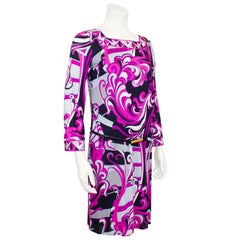 1990s Emilio Pucci Pink Printed Dress with Belt