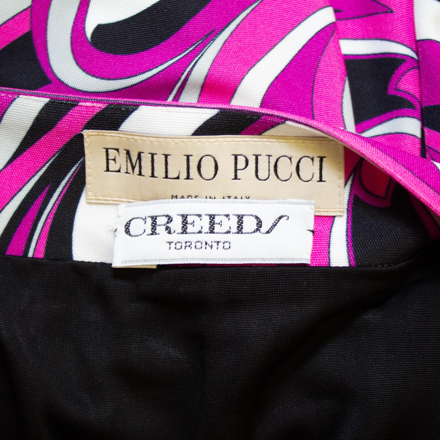 1990er Emilio Pucci Rosa bedrucktes Kleid mit Gürtel im Angebot 2