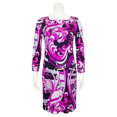 1990s Emilio Pucci Pink Printed Dress with Belt