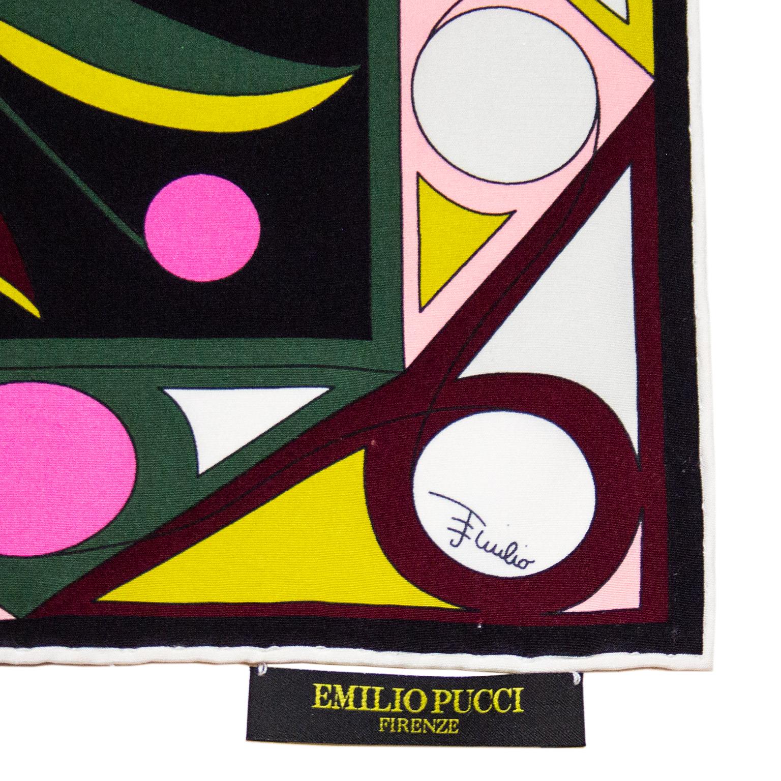 Women's or Men's 1990s Emilio Pucci Printed Narrow Silk Scarf with Flowers For Sale