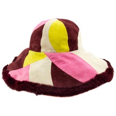 1990's Emilio Pucci Suede and Fur Wide Brim Hat 