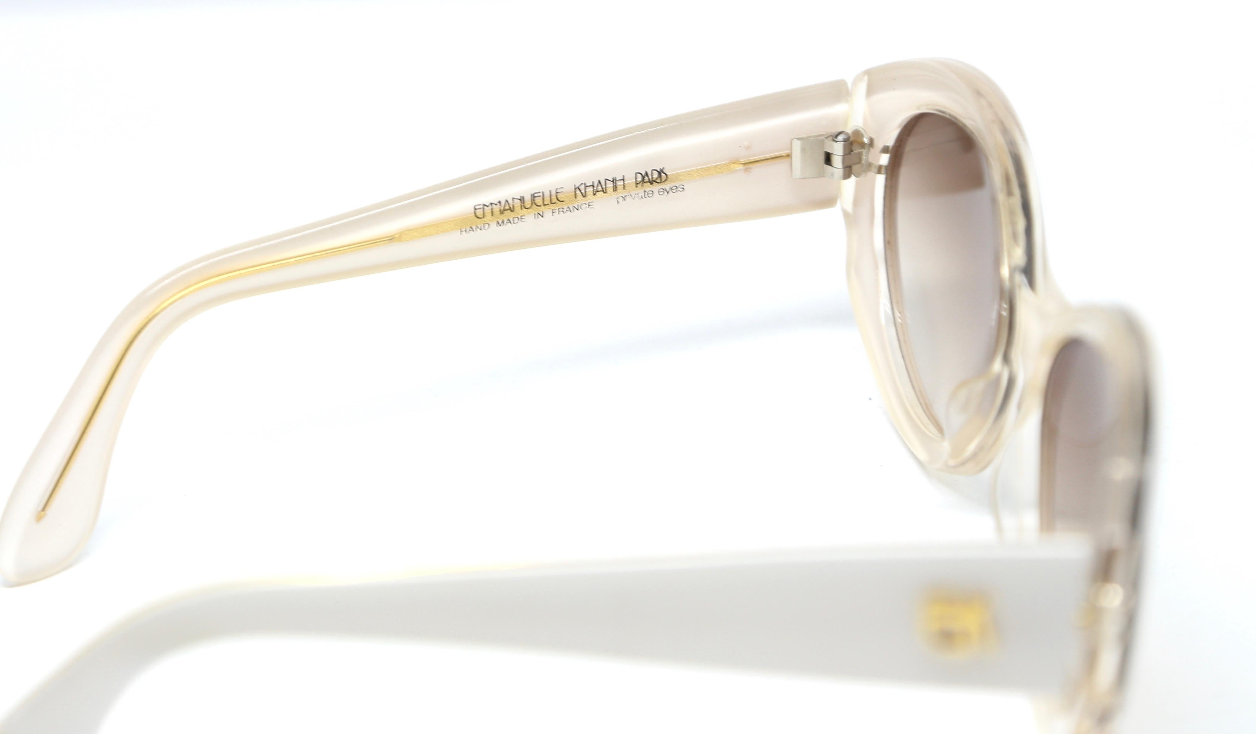 1990's EMMANUELLE KHANH white and clear fused plastic sunglasses  1
