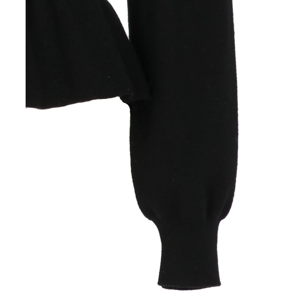 Women's 1990s Emporio Armani black wool cardigan. V-neck and front hidden hooks closure
