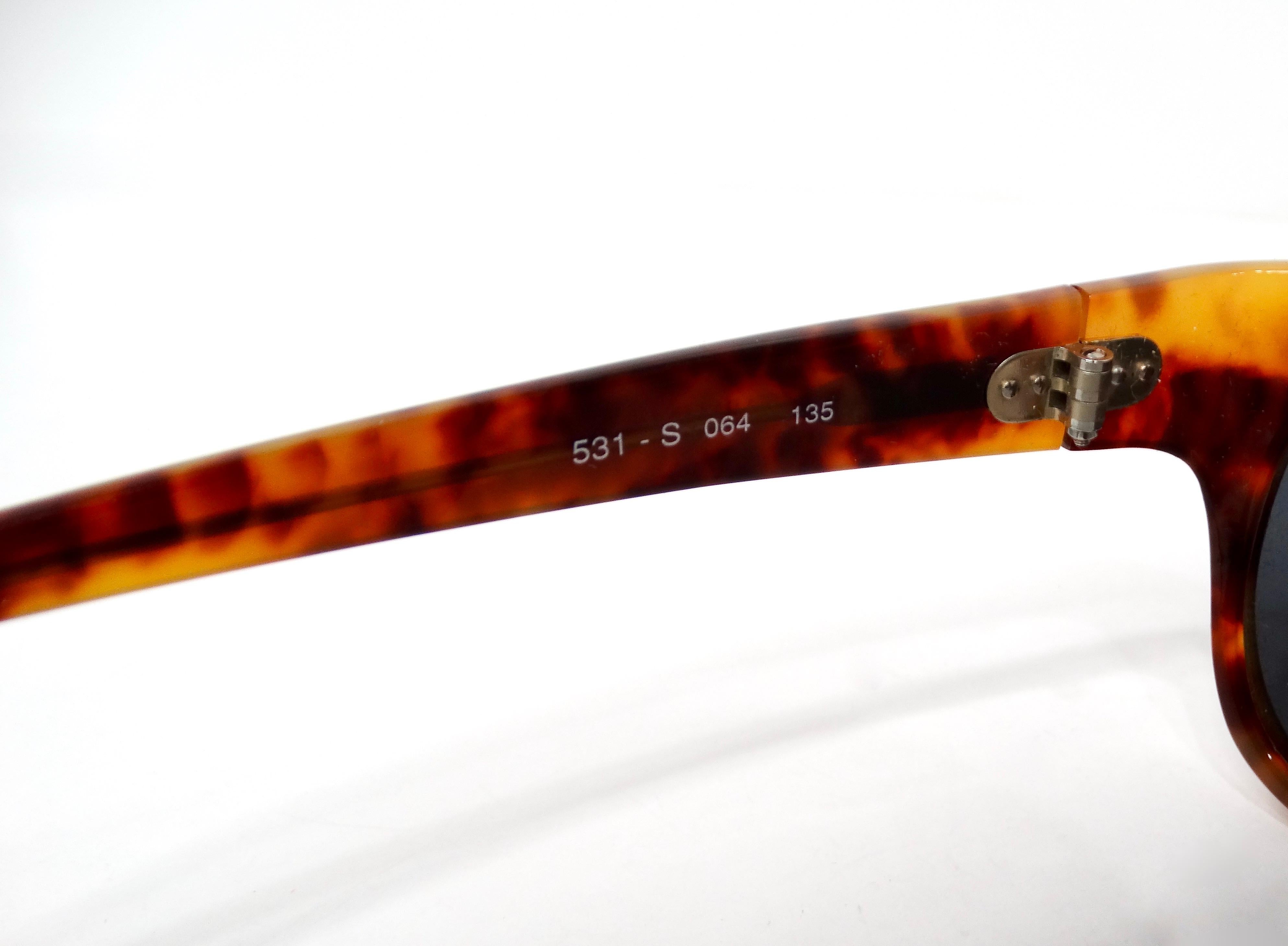 Black 1990s Emporio Armani Brown Tortoise Wayfarer Sunglasses For Sale