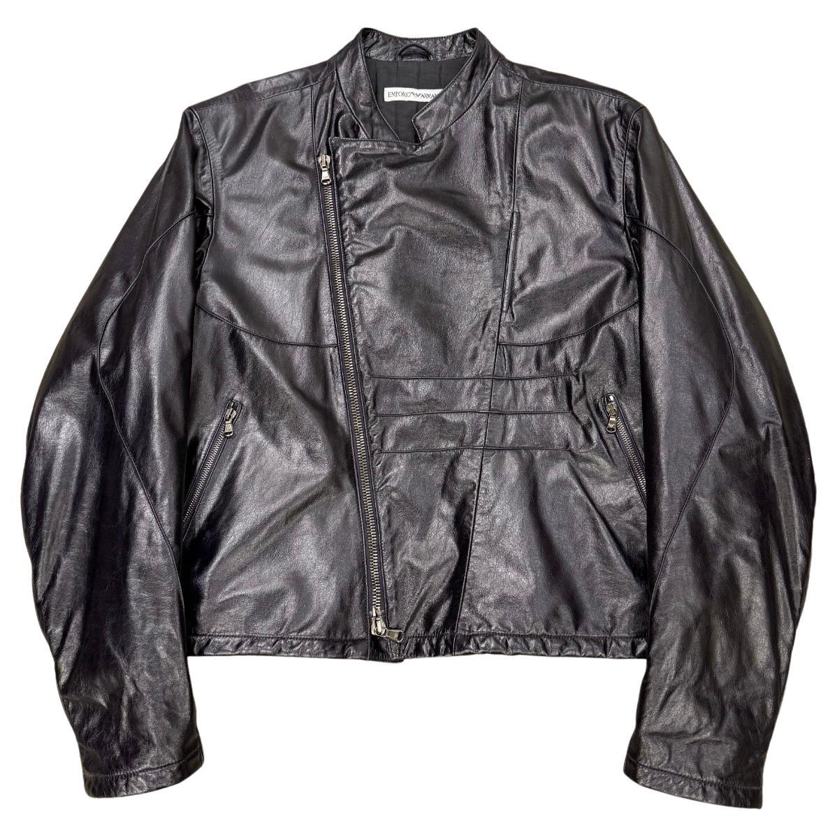 1990s Emporio Armani moto biker leather jacket