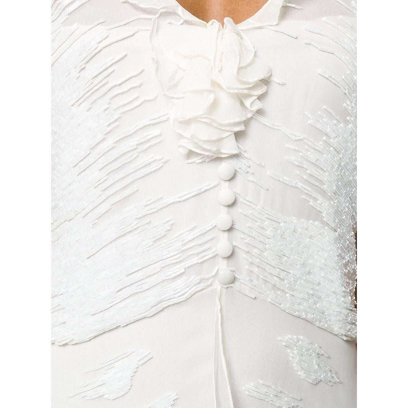 Gray 1990s Emporio Armani White Wedding Dress With Flounce