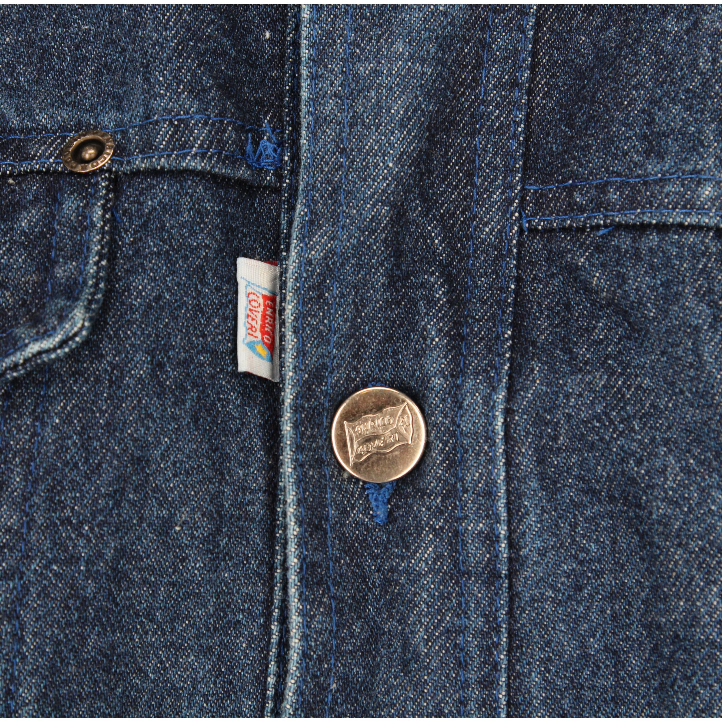 1990s Enrico Coveri Blue Denim Jacket In Excellent Condition For Sale In Lugo (RA), IT