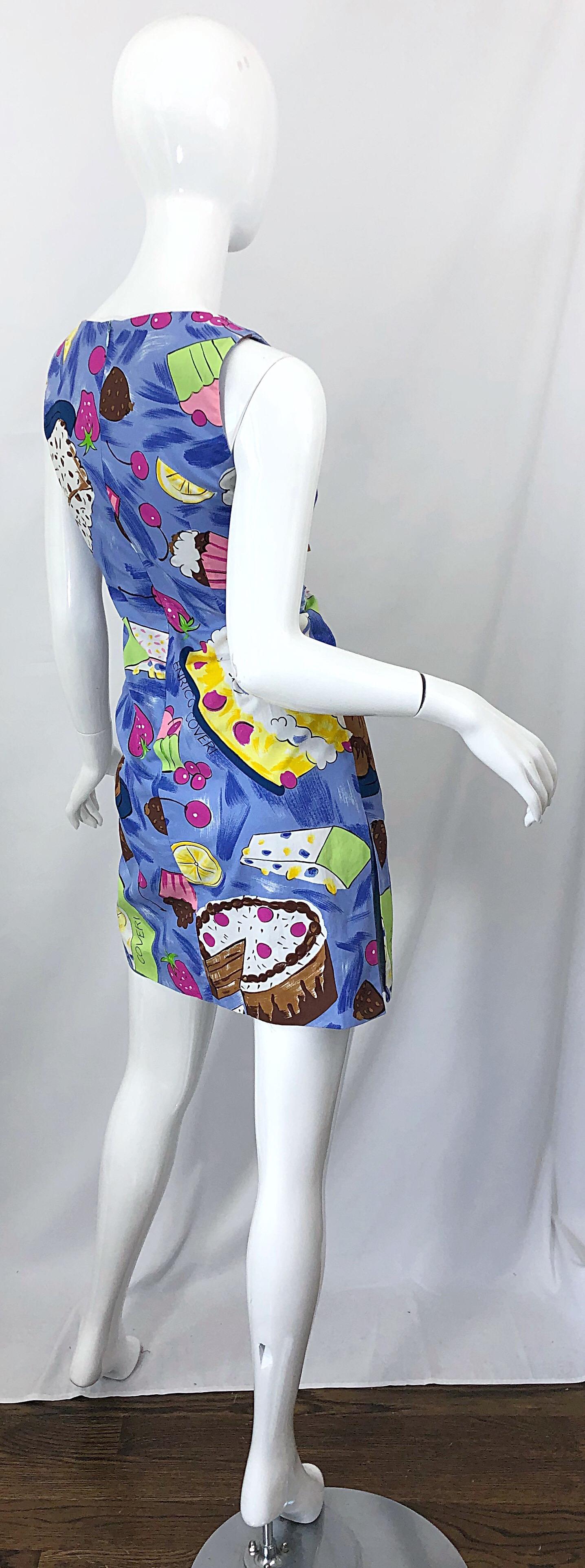 1990s Enrico Coveri Novelty Print Cake and Cupcakes Vintage 90s Cotton Dress 3
