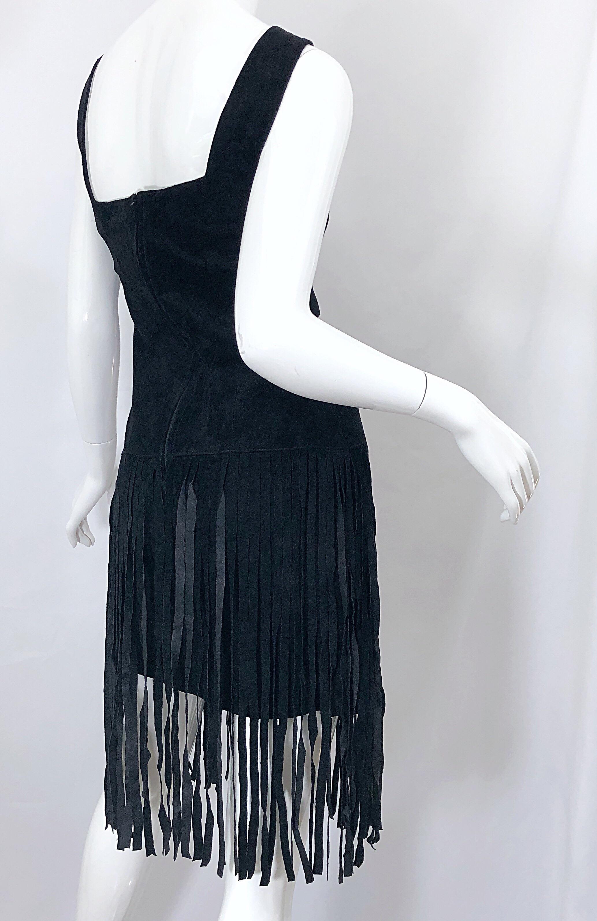 leather fringe dress