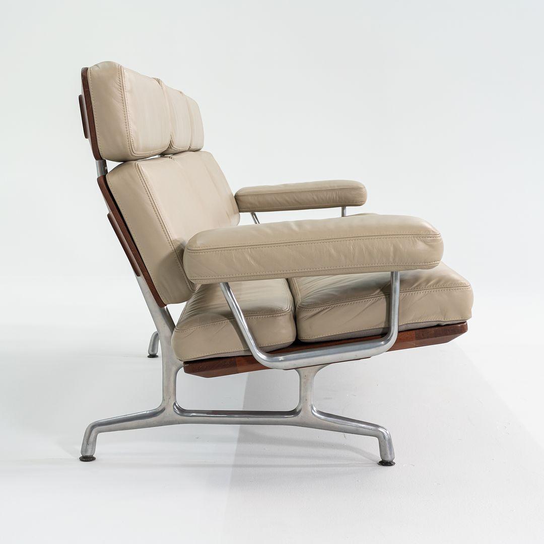 Late 20th Century 1990s ES 108 3-Seat Sofa by Ray and Charles Eames in Teak w/ Tan Leather For Sale