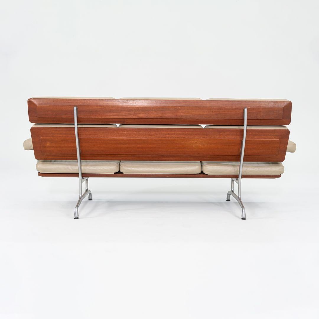 1990s ES 108 3-Seat Sofa by Ray and Charles Eames in Teak w/ Tan Leather For Sale 2