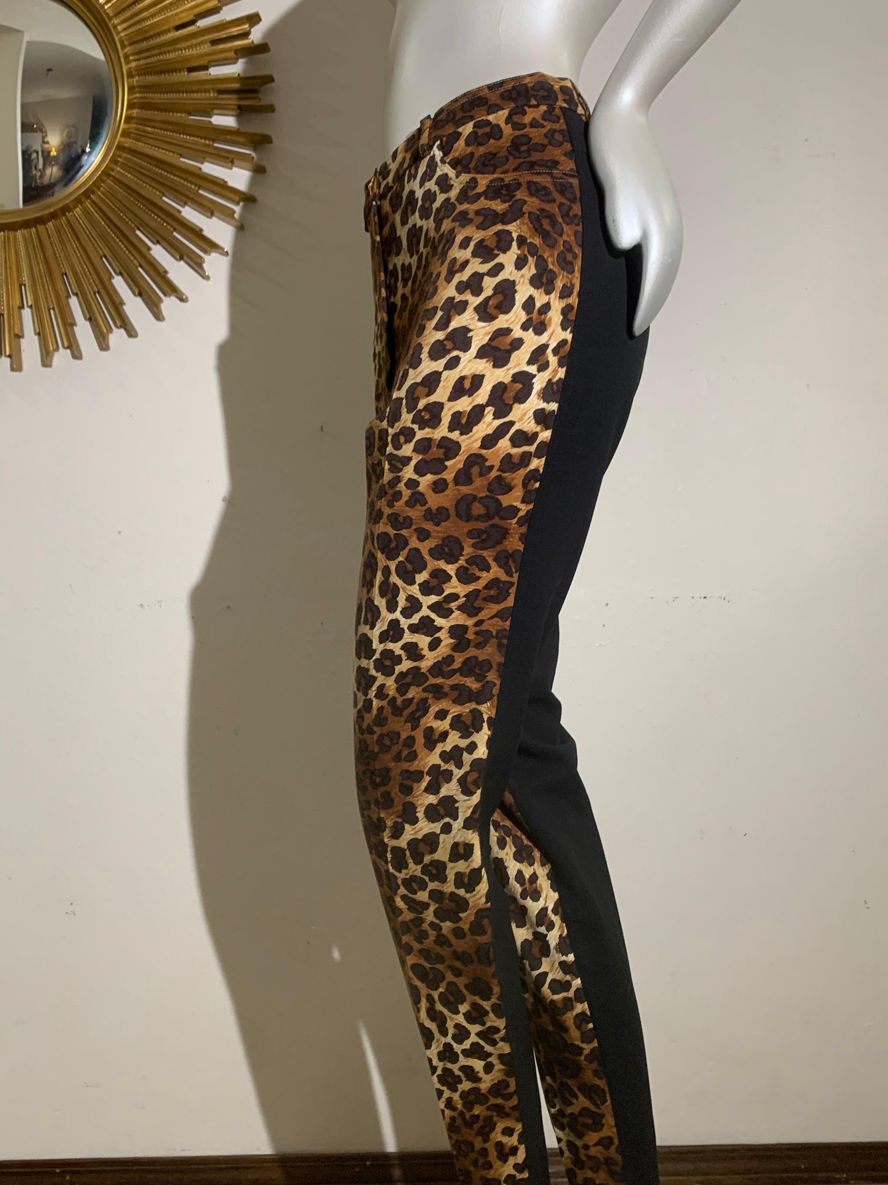 1990er Escada By Margaretha Ley Hosenanzug aus Wolle mit Leopardenmuster und Reißverschlussjacke im Angebot 8