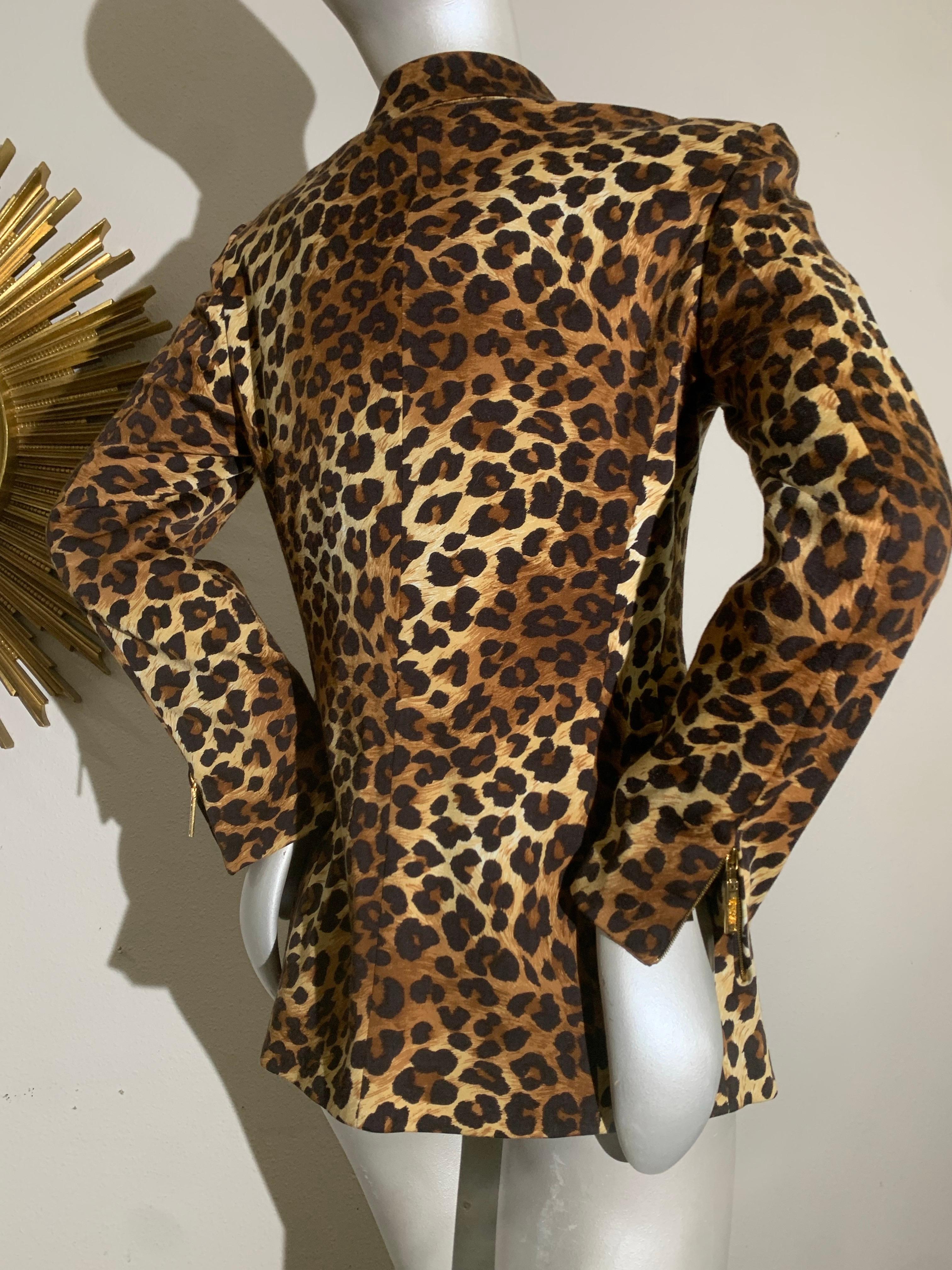 1990er Escada By Margaretha Ley Hosenanzug aus Wolle mit Leopardenmuster und Reißverschlussjacke im Angebot 10