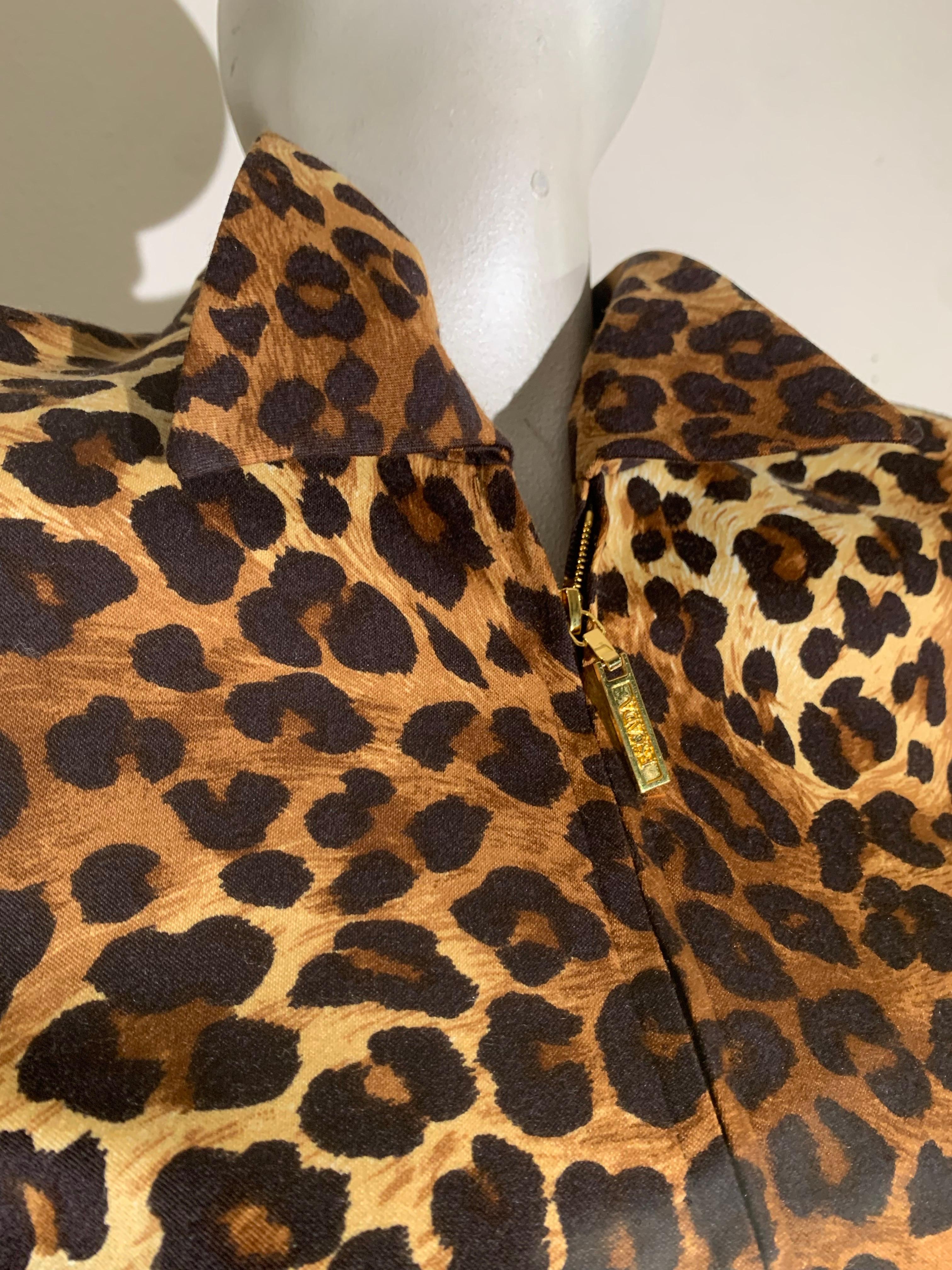 1990er Escada By Margaretha Ley Hosenanzug aus Wolle mit Leopardenmuster und Reißverschlussjacke im Angebot 11
