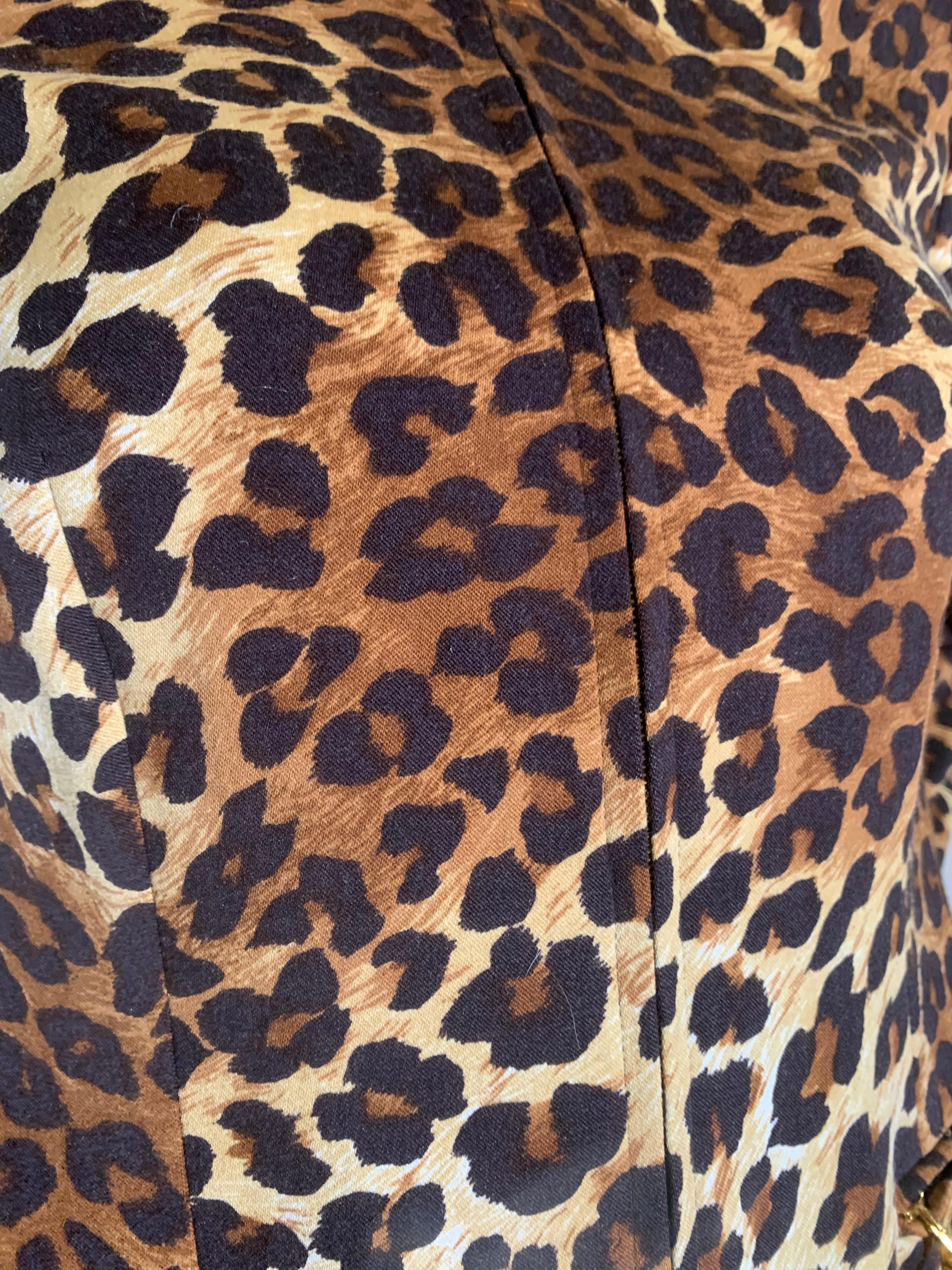1990er Escada By Margaretha Ley Hosenanzug aus Wolle mit Leopardenmuster und Reißverschlussjacke im Angebot 12