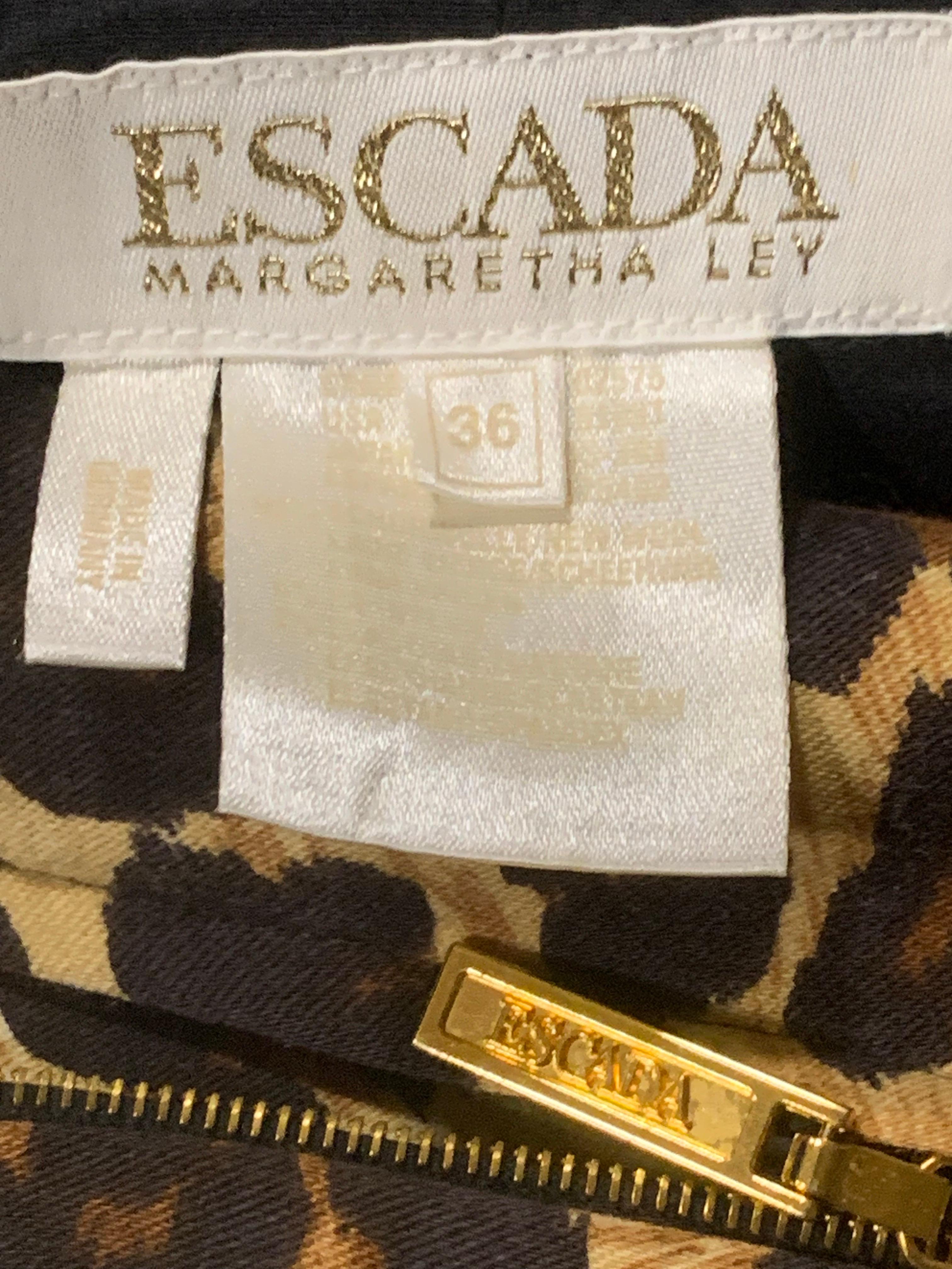 1990er Escada By Margaretha Ley Hosenanzug aus Wolle mit Leopardenmuster und Reißverschlussjacke im Angebot 13
