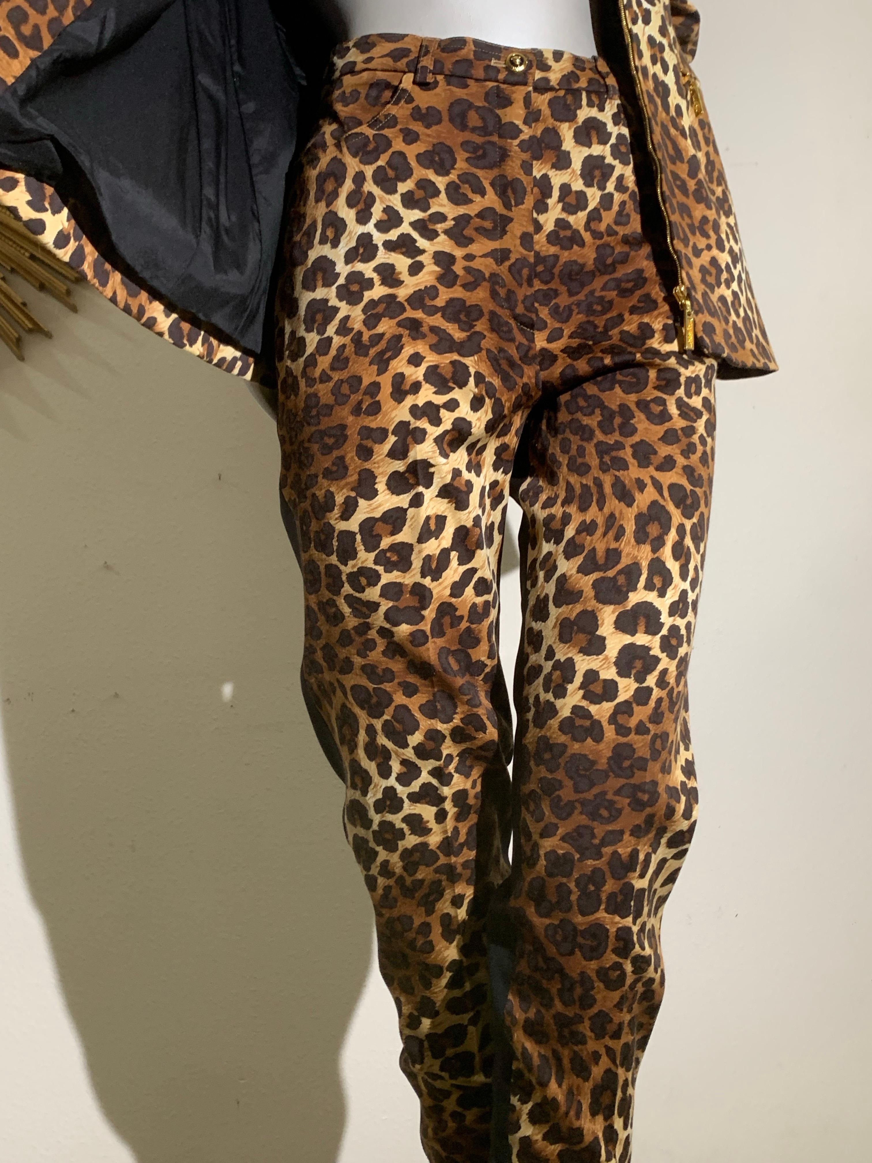 1990er Escada By Margaretha Ley Hosenanzug aus Wolle mit Leopardenmuster und Reißverschlussjacke im Angebot 4