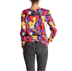 1990S ESCADA Cotton Deadstock Equestrian Print Long Sleeved Top