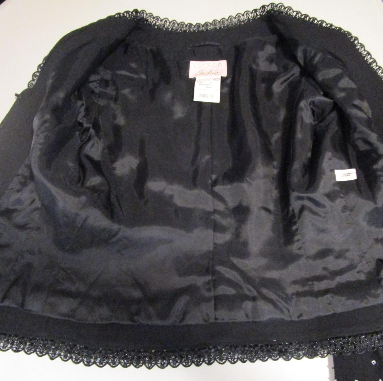 1990s ESCADA Couture Jacket Black & White Beaded Sequin Lace Sz 36 For Sale 7