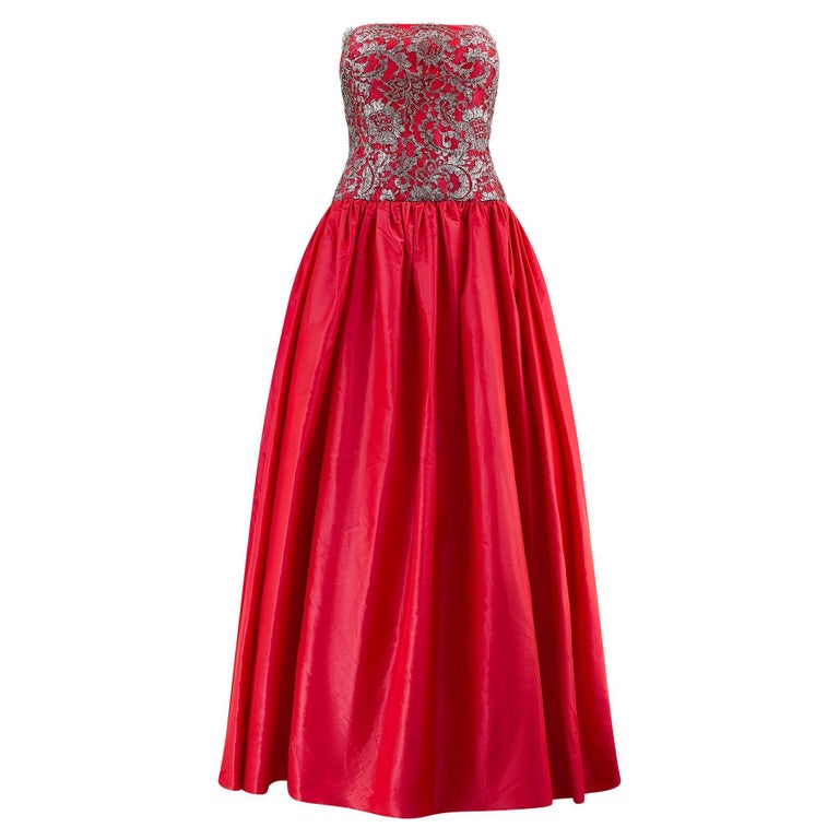 escada red dress 1980s Escada Red & White Polka Dot Dress, sz. S