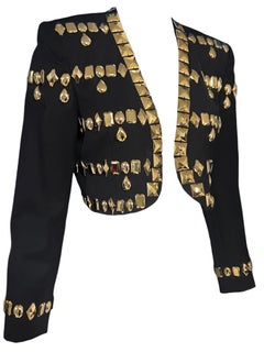 1990's Escada Gold Beaded Black Cropped Vintage Jacket