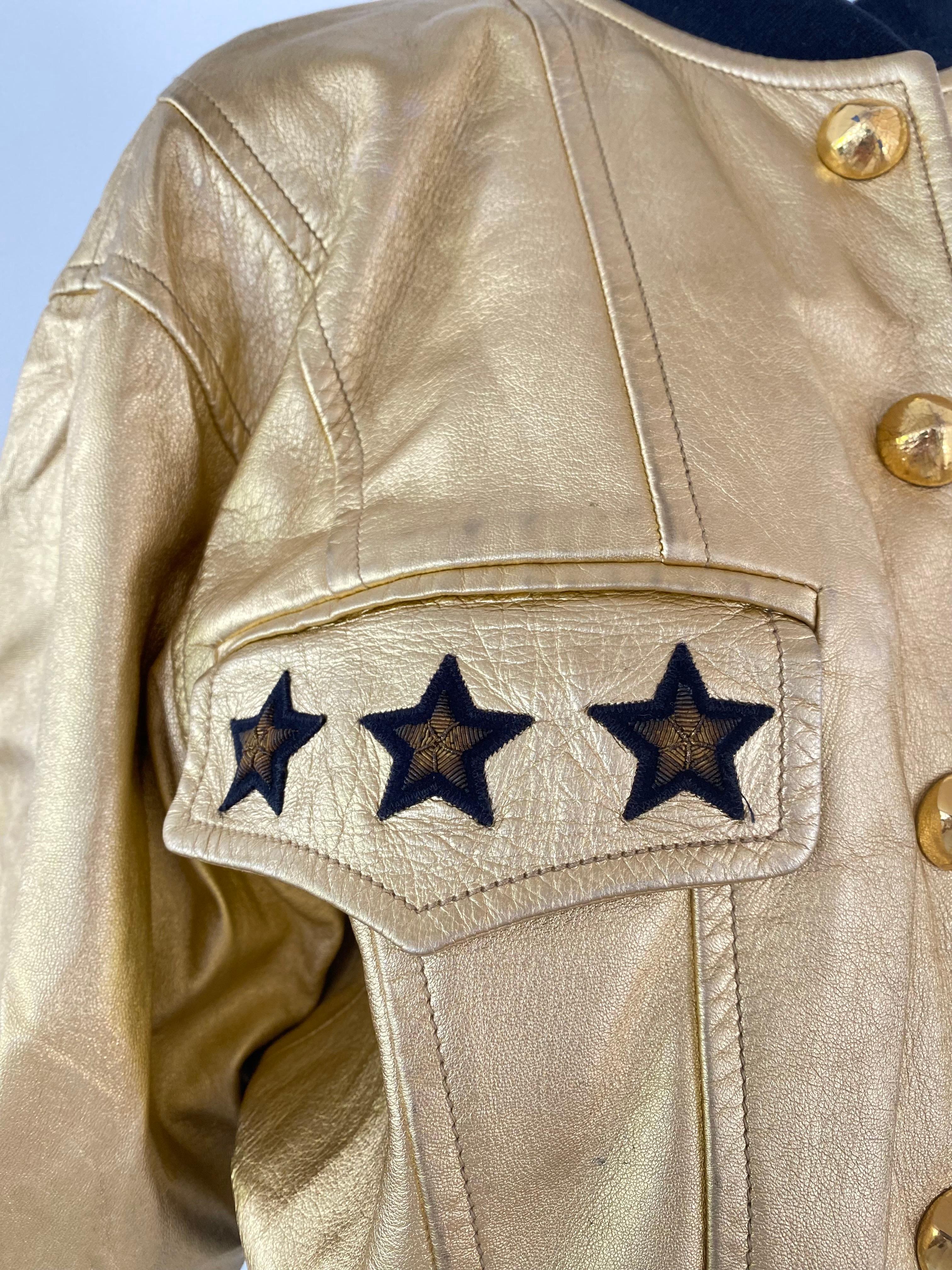 Women's 1990s Escada Gold Leather Bomber Jacket