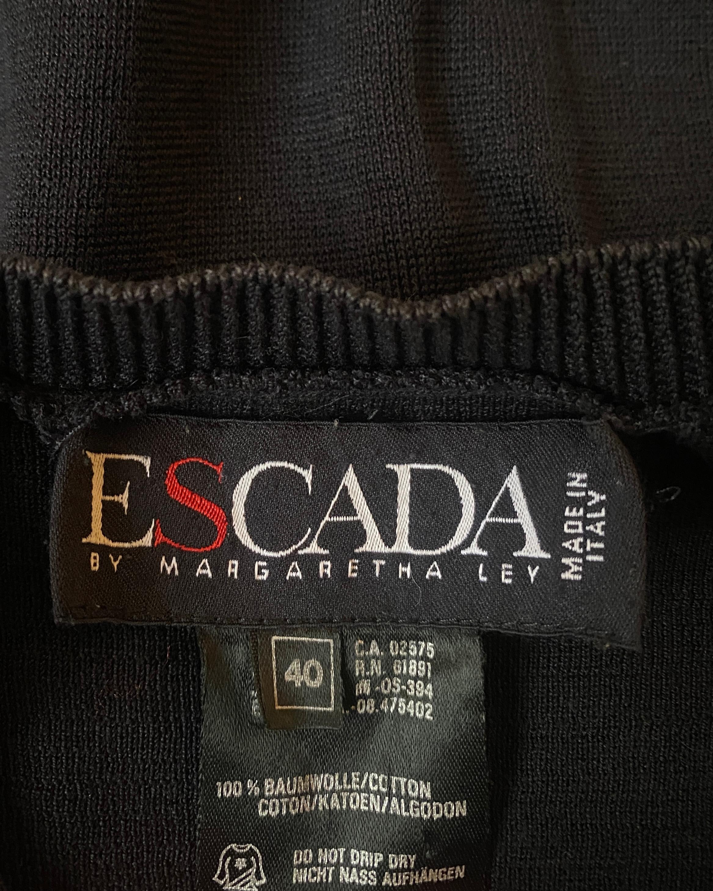 Black 1990s Escada Navy Embroidered Fruit Salad Top For Sale