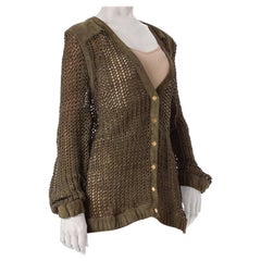 Retro 1990S Escada Olive Green Suede "Knit" Cardigan Jacket