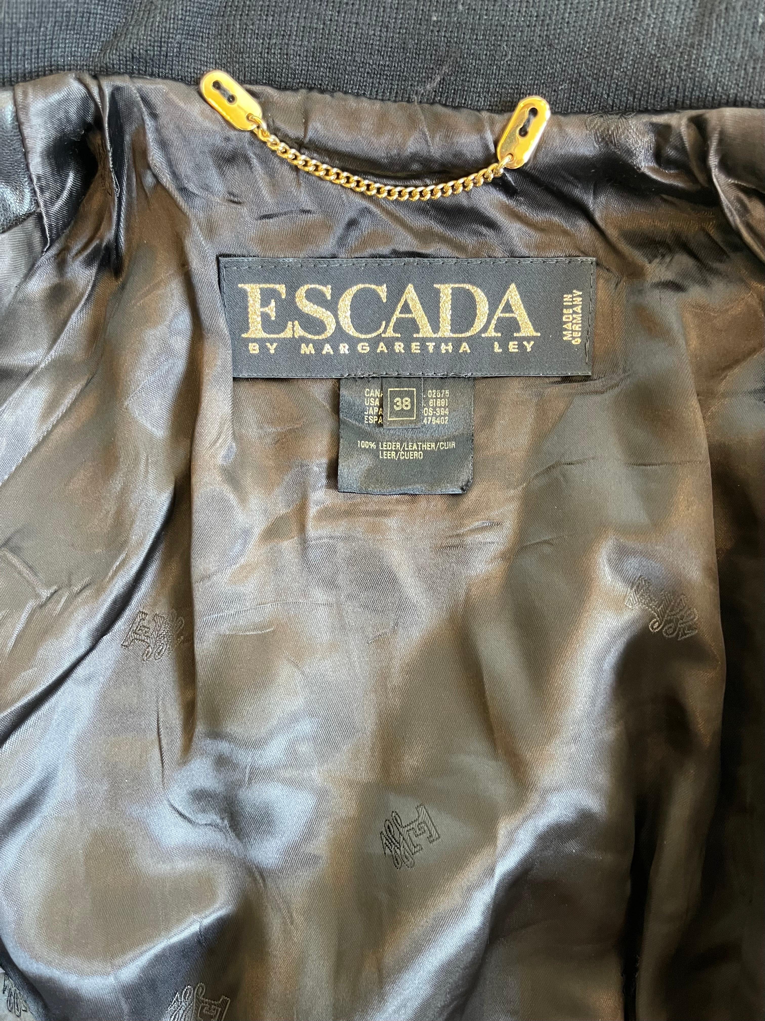 1990s Escada Royal Blue Suede and Leather Bomber  For Sale 2