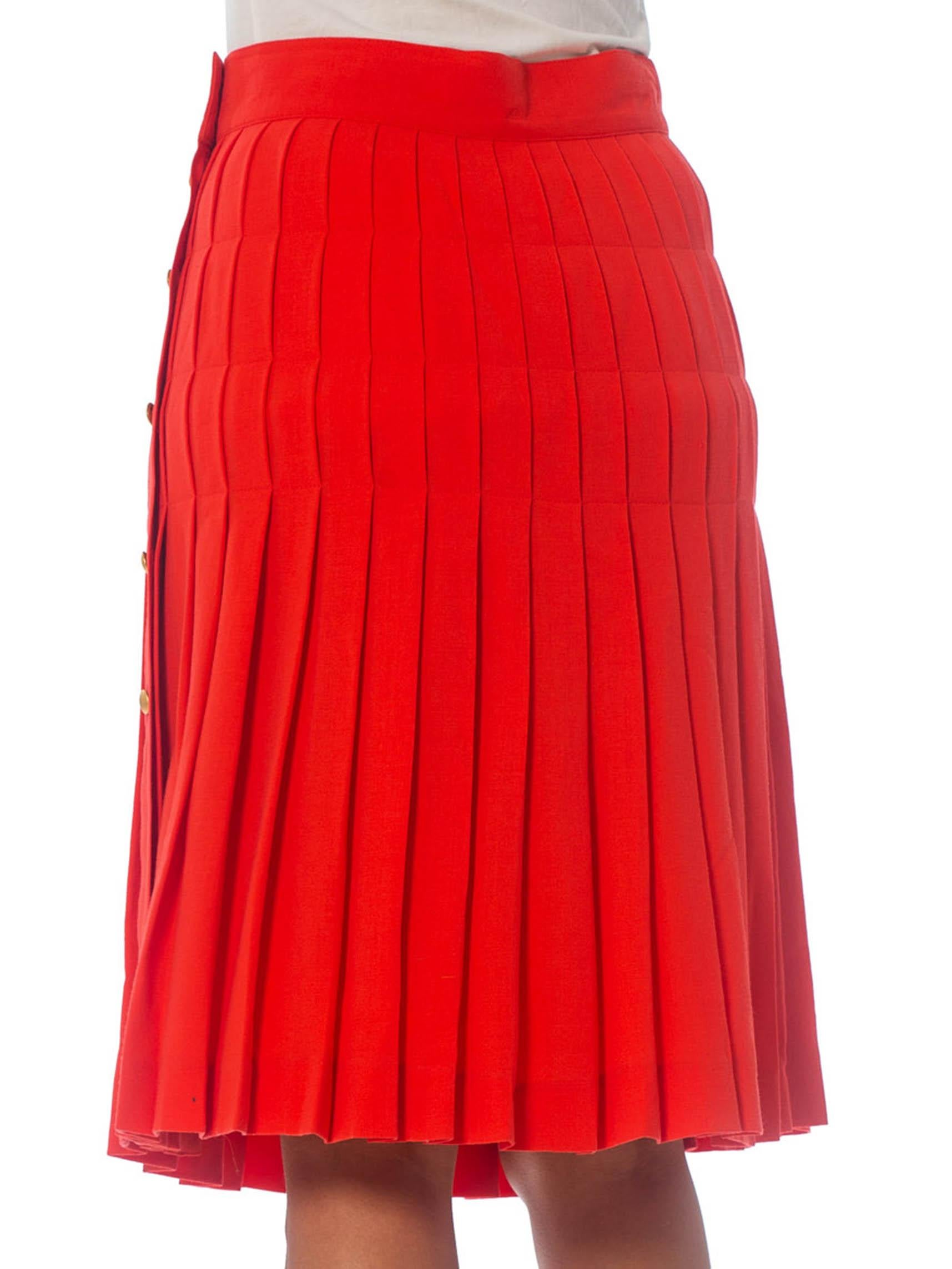 1990S ESCADA Salmon Pink Wool Crepe Skirt In Excellent Condition In New York, NY