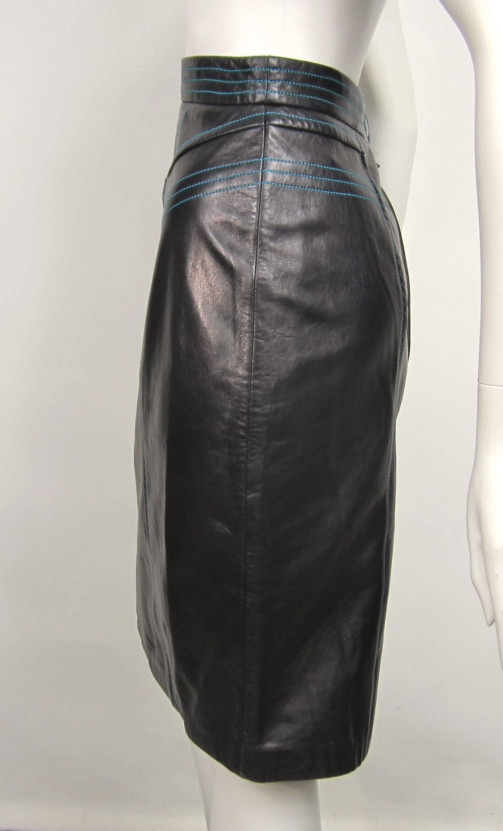 escada leather skirt