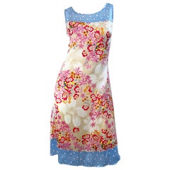 1990s Escada Sport Taglia 44 / 12 Fiori con stampa Dot Dot Vintage anni '90 in seta