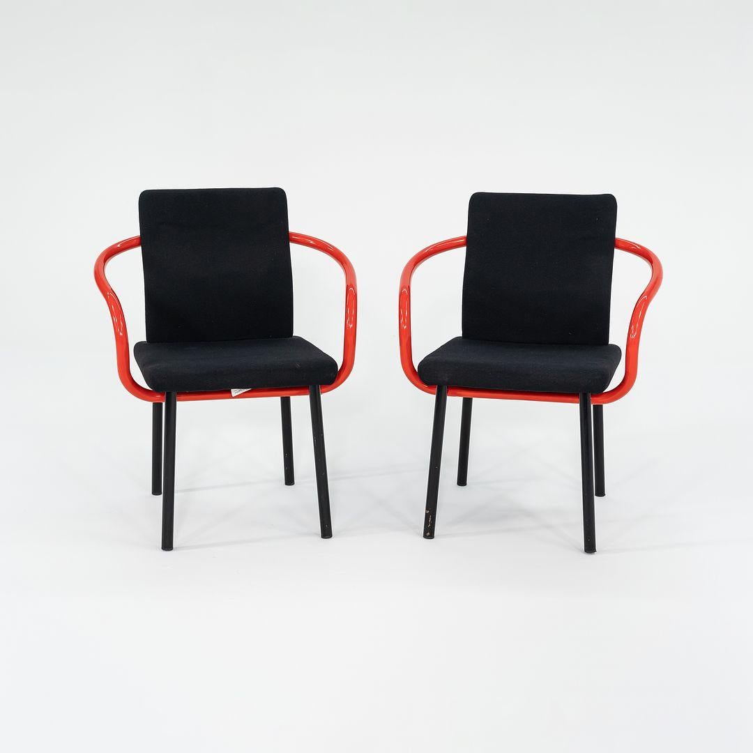 1990s Ettore Sottsass for Knoll Mandarin Dining Chairs in Orange w/ Upholstery For Sale 4