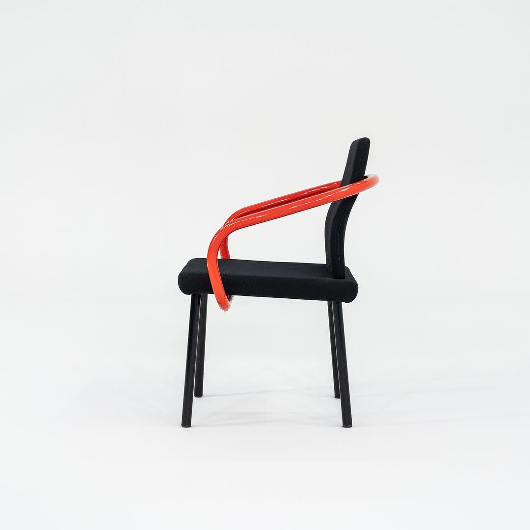 1990s Ettore Sottsass for Knoll Mandarin Dining Chairs in Orange w/ Upholstery In Good Condition For Sale In Philadelphia, PA