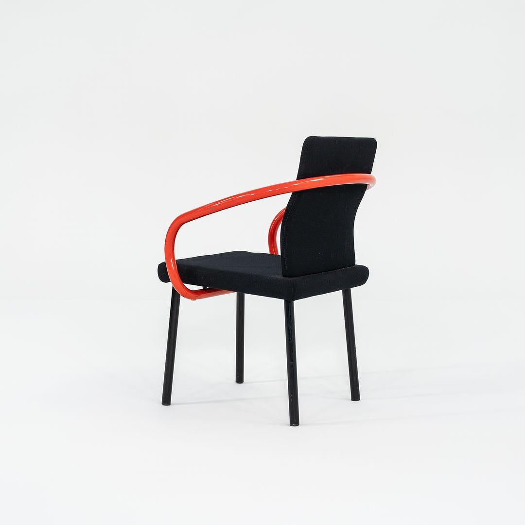 Steel 1990s Ettore Sottsass for Knoll Mandarin Dining Chairs in Orange w/ Upholstery For Sale